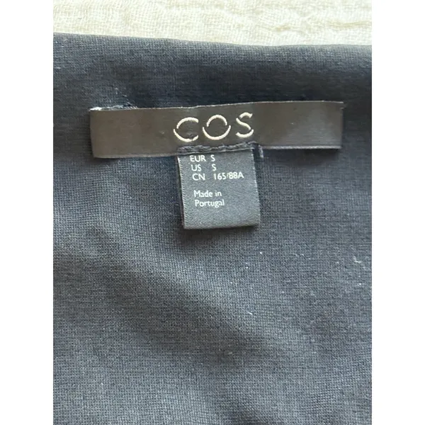 Cos Midi Layered Dress Size 6 Small Black Asymmetrical Minimalist Modern S/S‎ - Image 2