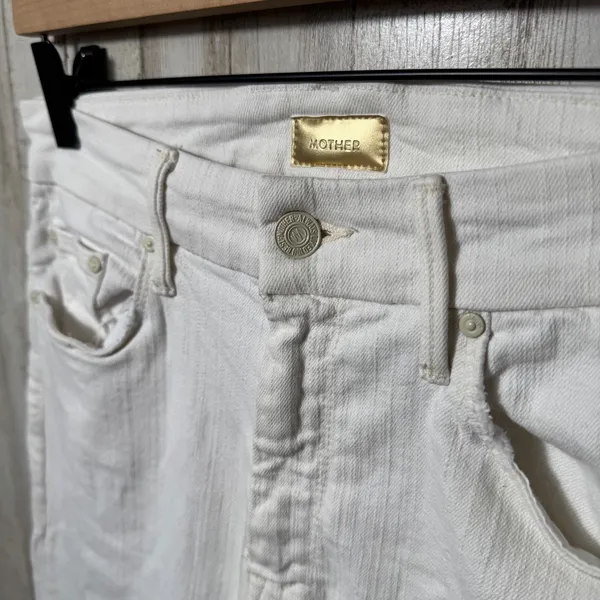 Mother High Waisted Looker Ankle Fray Whipping The Cream Skinny Jeans Womens 28‎ - Image 5