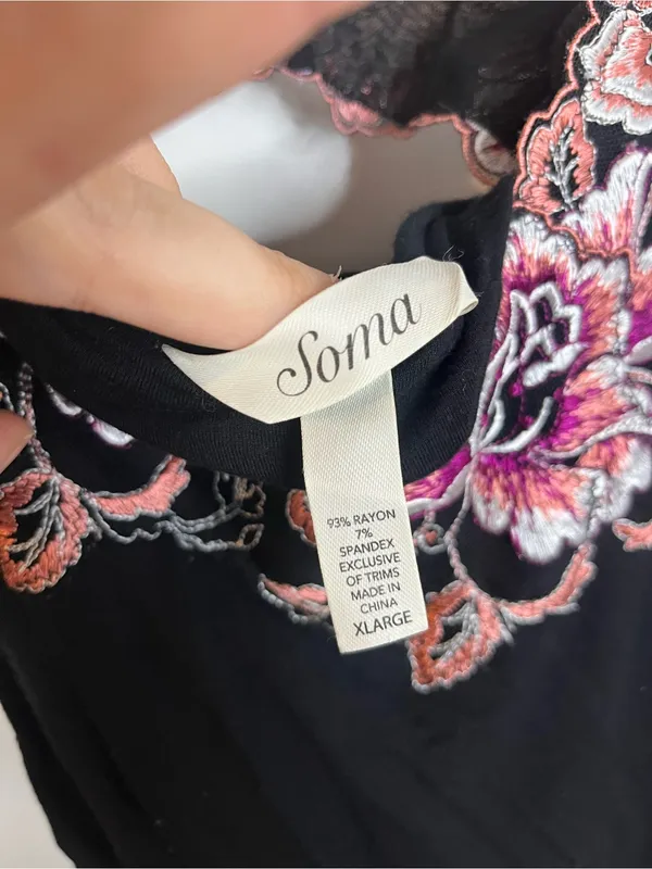 Soma Lined Fairy Delicate Floral Embroidery Adjustable Soft Camisole Top Size XL - Image 13