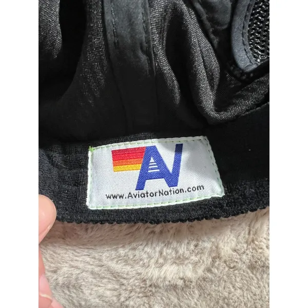 Aviator Nation Black Corduroy Snapback Hat With Mountain Patch & Mesh Lining - Image 5