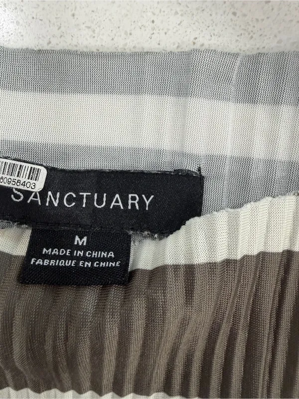 Sanctuary green and White Striped Pleated Crewneck Tank - Image 2