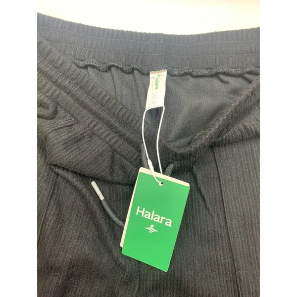 Halara size tall large new Black Wide Leg Cargo Pants velour Ribbed casual relax - Image 3