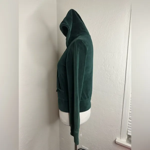 Gazoz USA Forest Green Velour Zip-Up Hoodie Small - Image 5