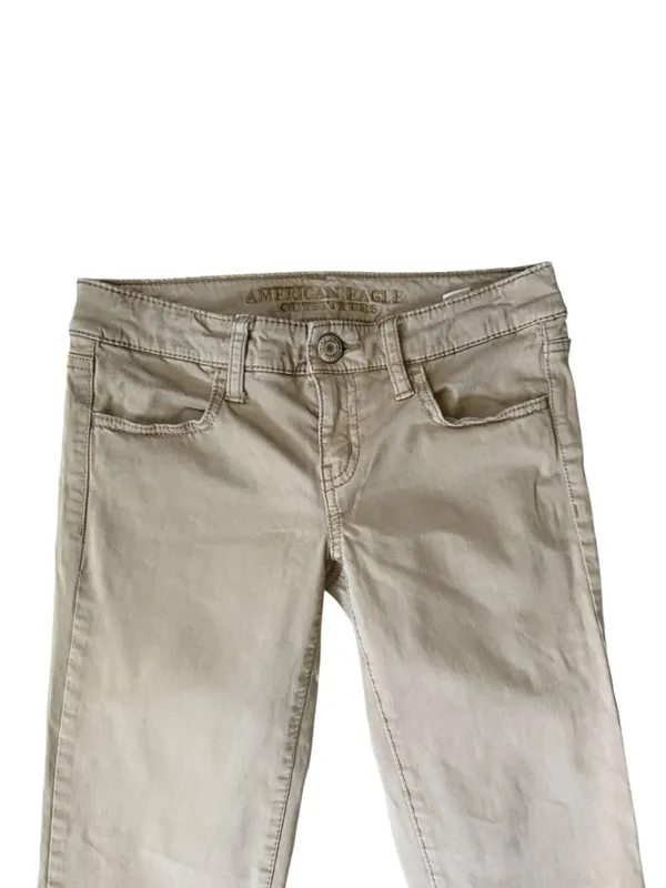 American Eagle 00 Reg tan stretchy jegging low rise button zip with pockets - Image 3