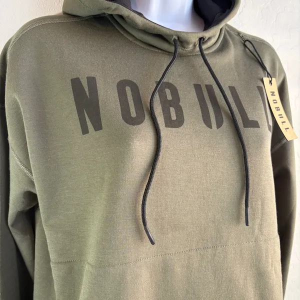 NWT‎ NOBULL Olive Green Hoodie Sweatshirt XS Just The Horns Logo - Image 2