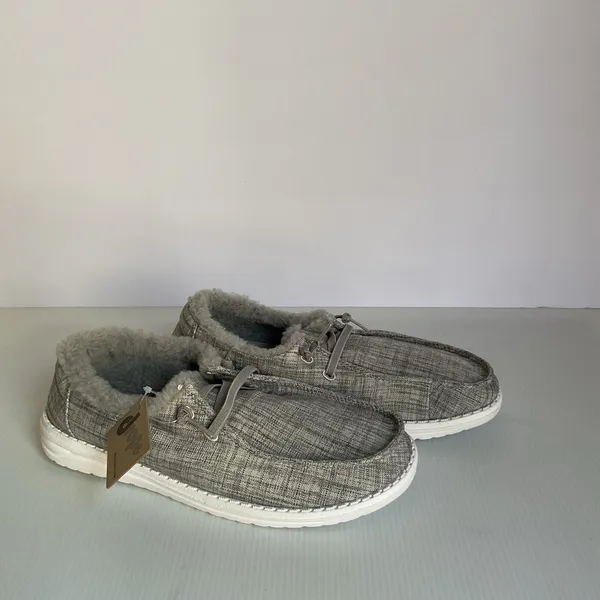Drope Kate Women’s Faux Fur Lined Shoes Size 8 Grey Casual Comfort Lace-Up NIB - Image 3