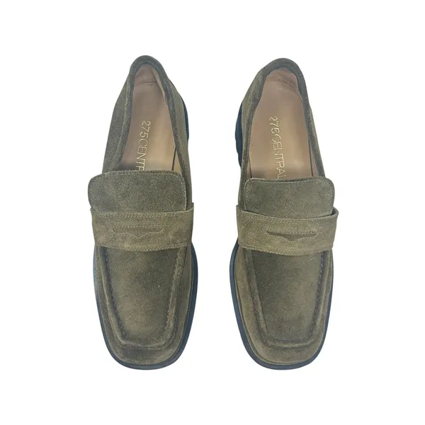 275 Central Penny Loafers Flats Suede‎ Olive Green Brown Size 37.5 US 7.5 - Image 3