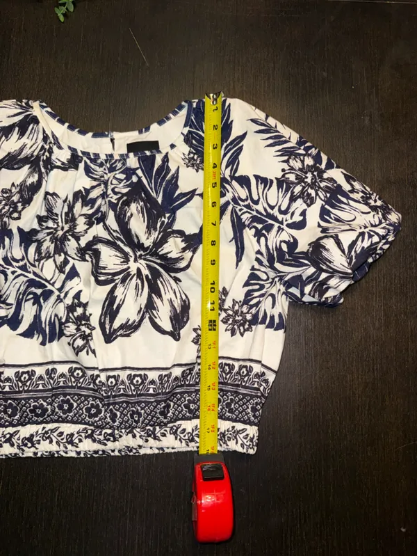 Alex Marie Cropped Linen Blend Batik Woven Bondi Blouse Resort Wear Size M - Image 4