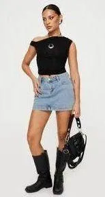 Princess Polly Lightwash Denim Skirt - Image 2