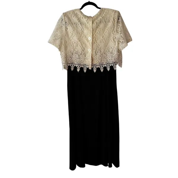 Jeffrey & Dara Black Lace Overlay Vintage Dress Formal Evening Occasion‎ Size 16 - Image 9