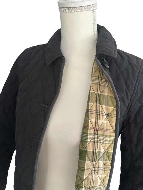 LL BEAN Vintage Black Quilted Jacket Size 0 - Image 3