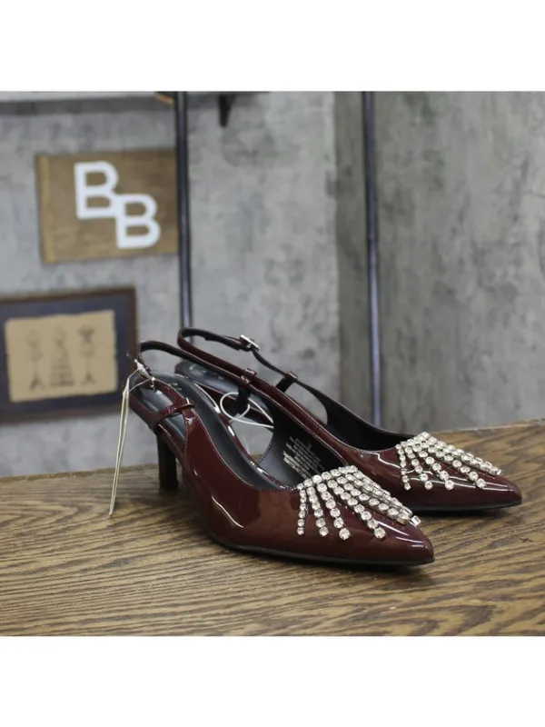NWT A New Day Serafina Rhinestone Strap Heels 94661786 Burgundy Red 9M - Image 2