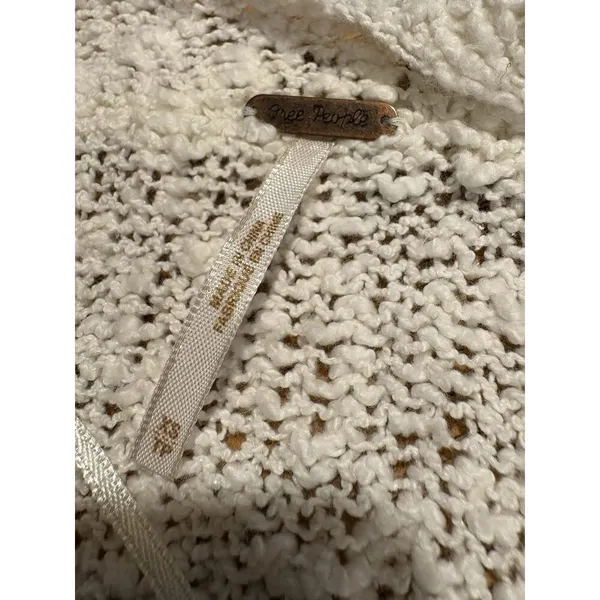 FREE PEOPLE Winter White Cream Cotton Dress Oversized‎ Sweater Short sleeve XS - Image 6