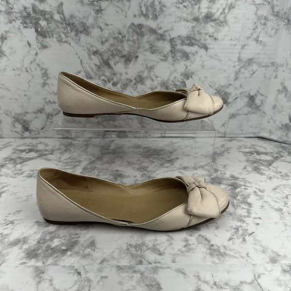Valentino Garavani Bow Ballet Flats Size 38.5/7.5 Blush Pink Nude Nubuck Leather - Image 3