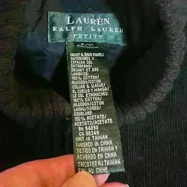 VNTG Lauren Ralph Lauren Black Corduroy full zip jacket‎ sweater sleeves … - Image 4