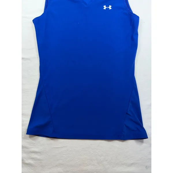Under Armour HeatGear Royal Blue V-Neck‎ Compression Tank Top Large RN 96510 - Image 10