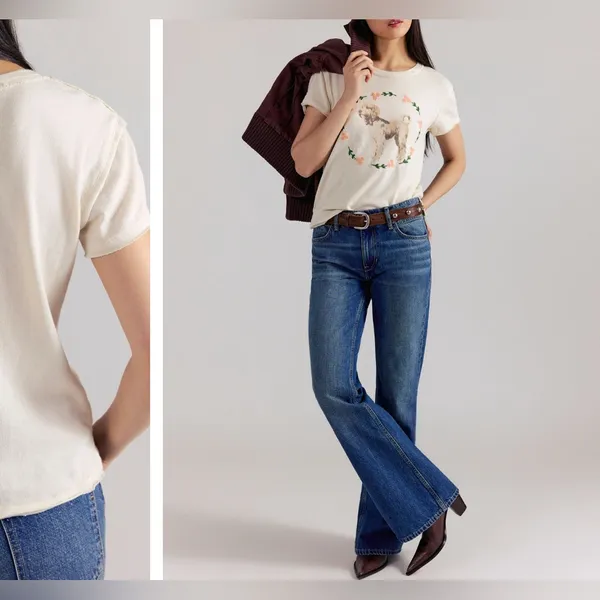 NWT Free People We The Free Fur Friend Tee - doodle tea - XS - Image 5