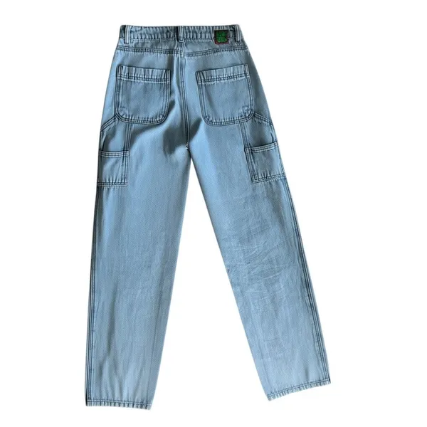 Empyre Cargo Jeans Womens 2 Light Wash Baggy Wide Leg‎ Y2K Skate Denim Pants - Image 2