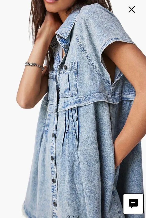 Free People Ronnie Denim Mini Shirtdress - Image 4