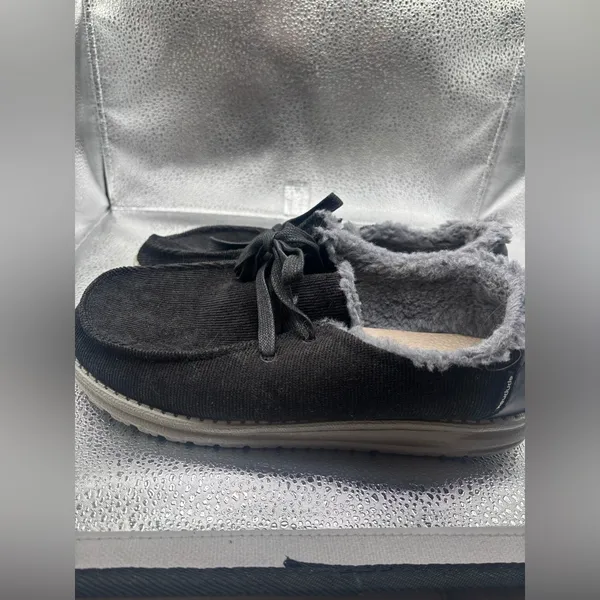 Hey Dude Wendy Womens Slip On Shoes Corduroy Black Size 8 Sherpa Lined Casual - Image 2