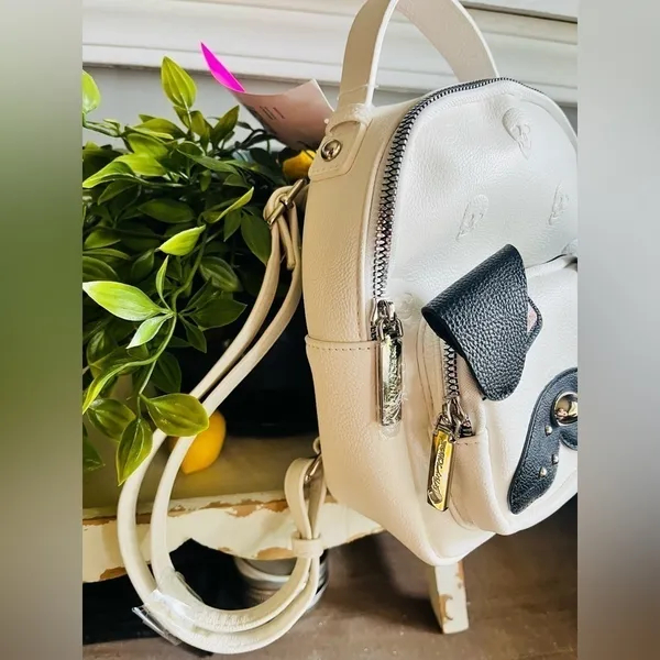 Betsey Johnson Pug Dog Mini Backpack Cream Black 3D Ears NWT - Image 5