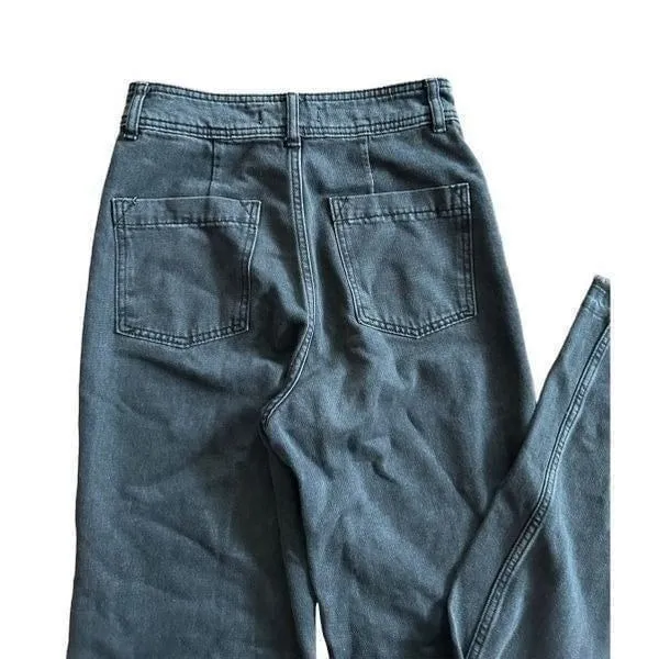 We the Free washed black denim high rise flare raw hem‎ jeans sz 27 - Image 5