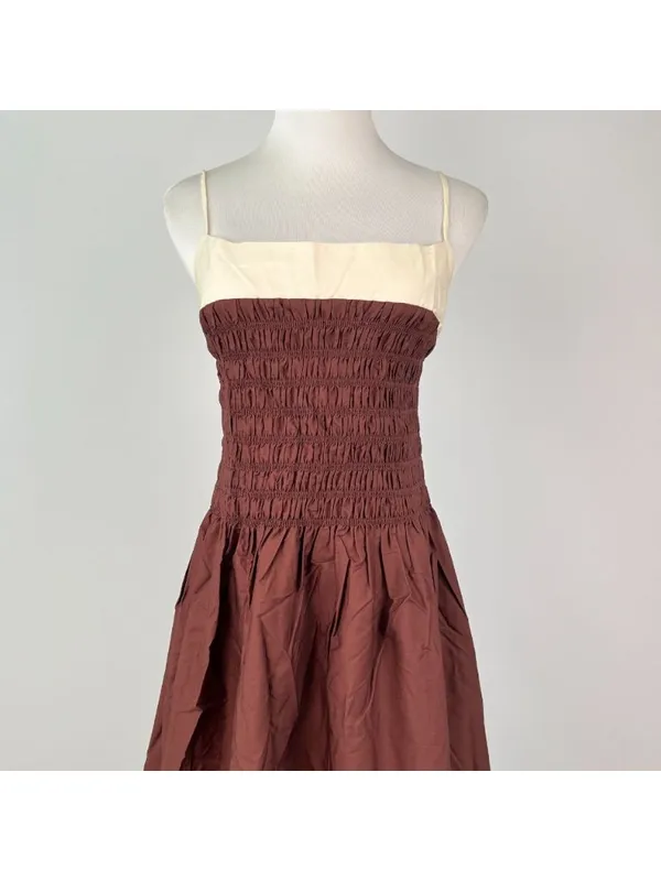 NWT Farm Rio Cotton Sleeveless Midi Dress Brown and Ivory Sz L - Image 6