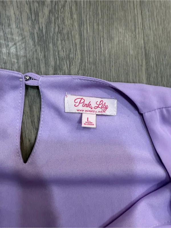Pink Lily Boutique Lavender Purple Large V Neck Short Sleeve Ruffle Mini Dress - Image 3