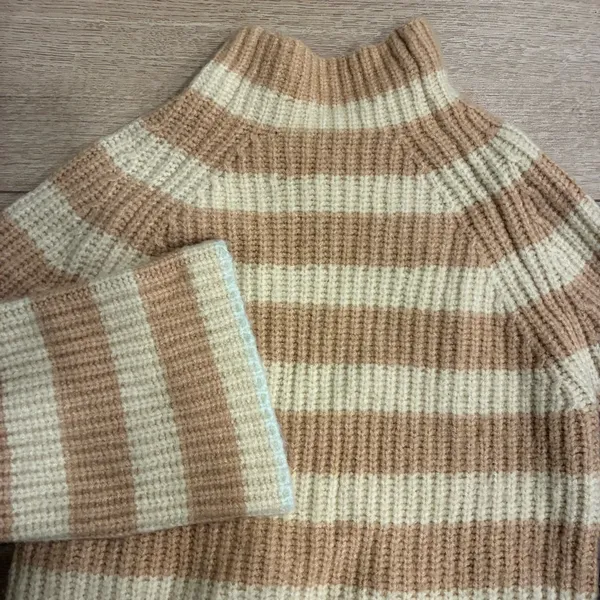 Maeve x Anthropologie Mock Neck Striped Sweater Bell Sleeve Size XS - Image 2