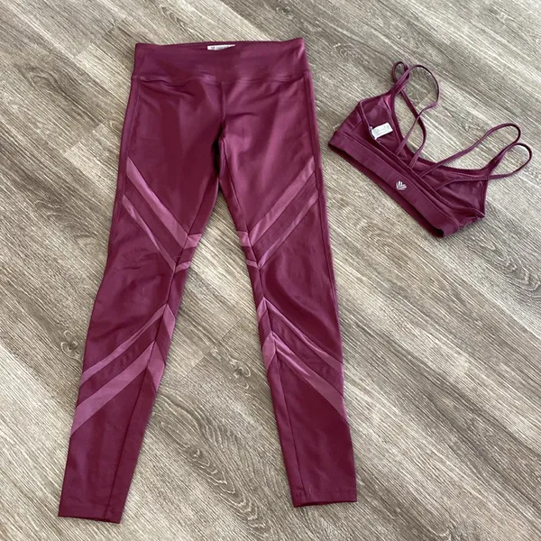 Forever 21 matching set workout gym yoga athletic purple sports bra leggings XS - Image 5