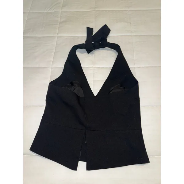 NWT Tiger Mist Black Halter Buttoned Top - Image 4