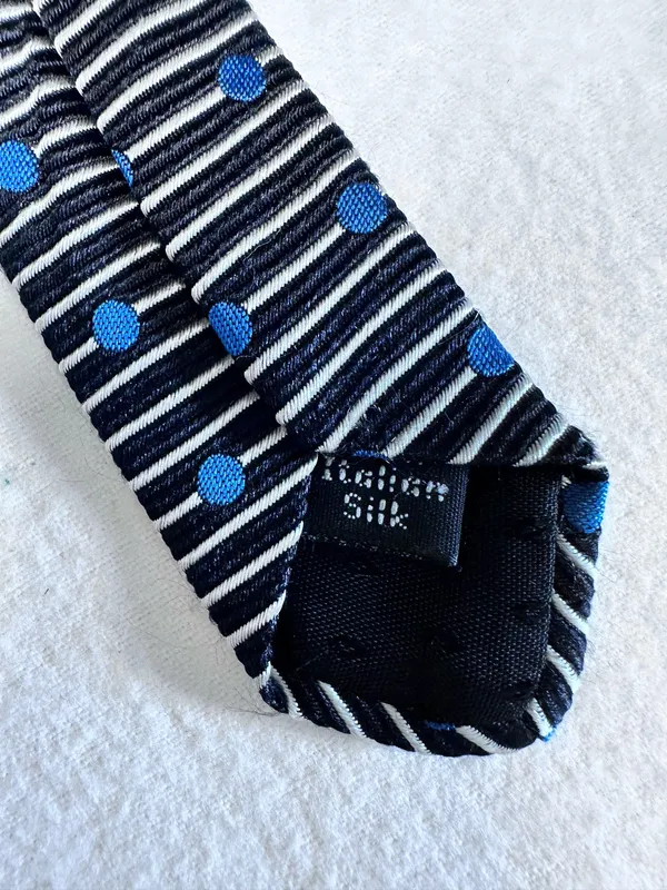 Peter Thomas Silk Tie Made By Superba Geometric Black Grey Blue Polka Dots - Image 8