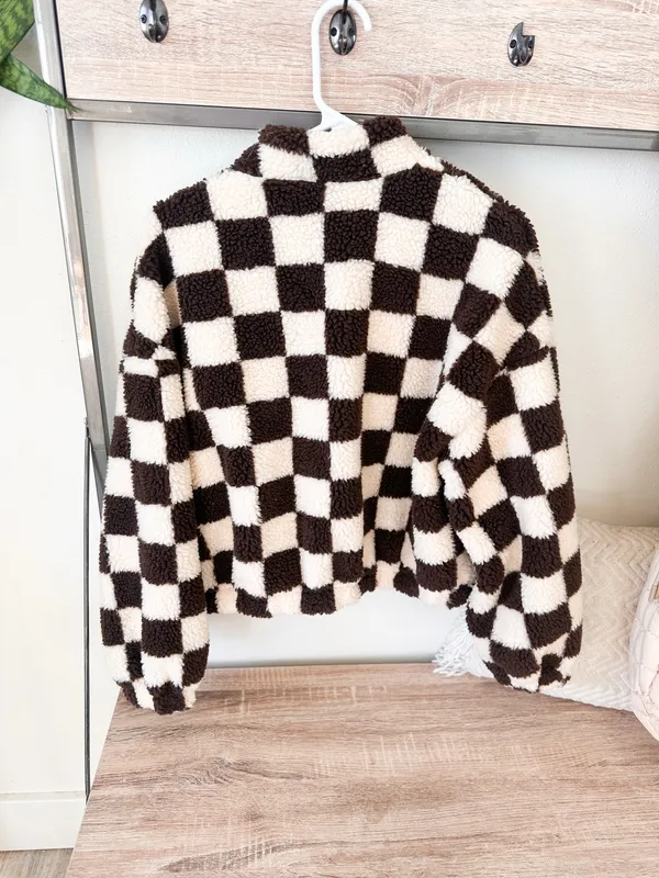Checker print zip up jacket Size M - Image 2