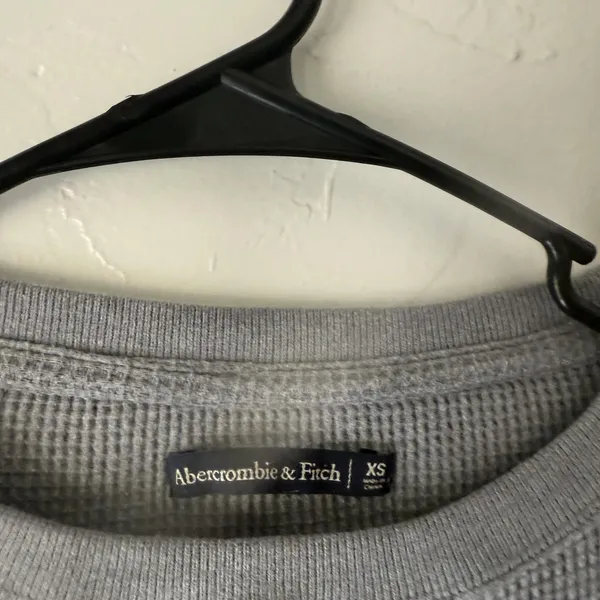 Abercrombie & Fitch Sweater Womens XS Gray Waffle Knit Long‎ Sleeve Top - Image 6