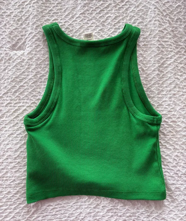 H&M Green Cropped Tank Top - Image 2