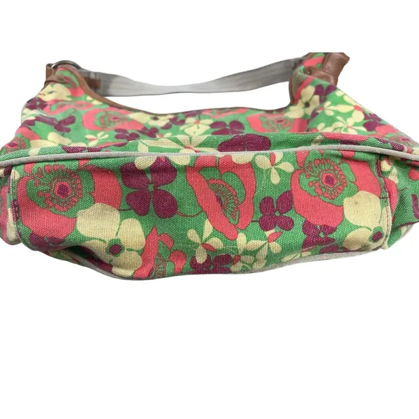 Levi’s Green Floral 70s Inspired Retro Groovy Bright Color Top Handle Bag Purse - Image 5