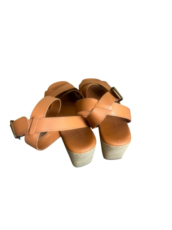 Everlane The Clog Sandals Brown Leather Crisscross Wood Platform 8.5 - Image 4