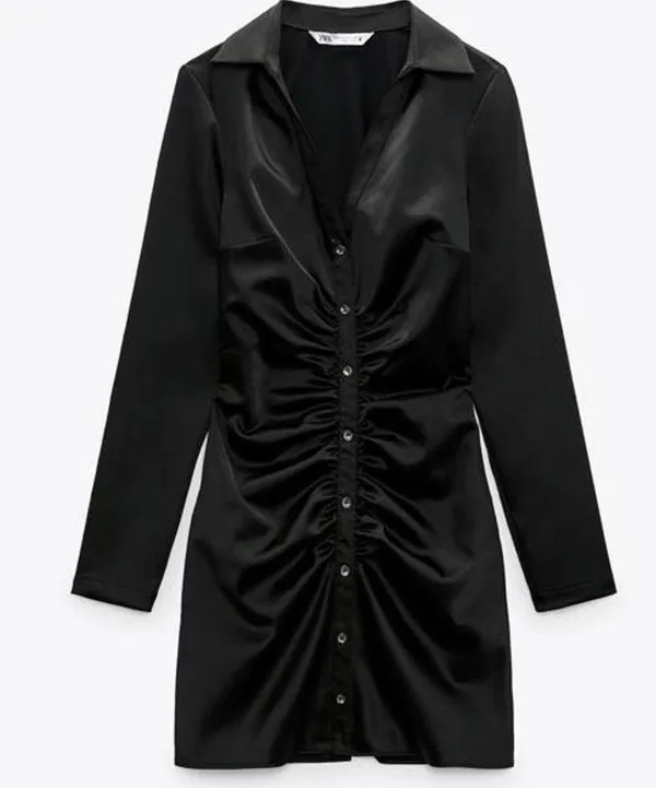 ZARA Satin Long Sleeve Dress - Image 2