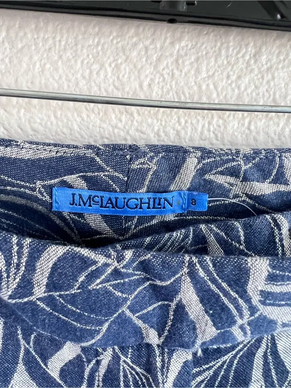 NWT J. McLaughlin Women's Morgan Pants‎ Wide Leg Blue Leaf Lover High Rise Blue - Image 2