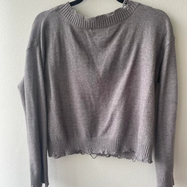 Wild Honey Grey Distressed Sweater - Image 2