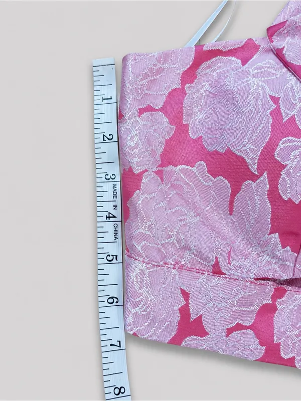 Blithe Strawberry Spritz Brocade Set NWT Med Pink Floral Crop Top Shorts Retro - Image 6