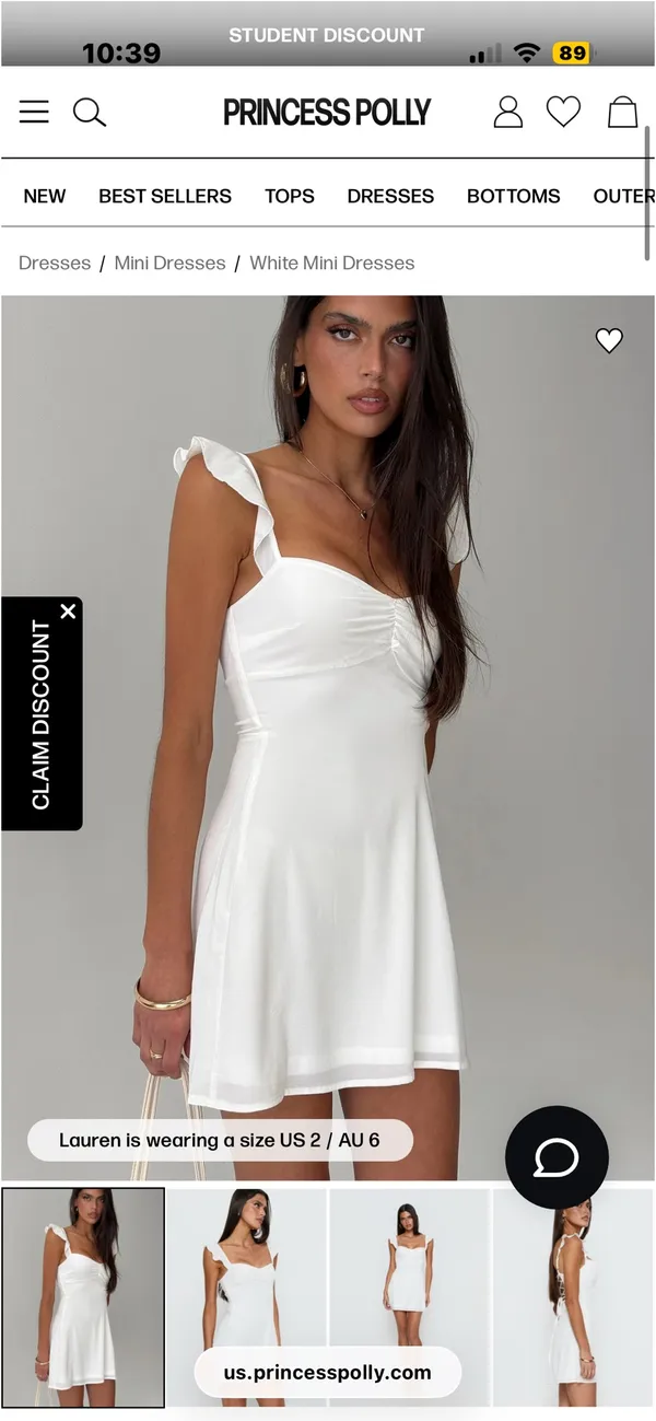 London Mini Dress White Princess Polly - Image 2