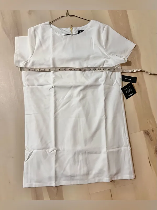Lulus NWT Women Medium Ivory Shift Mini Dress Minimalist Quiet Luxury Clean Girl - Image 12
