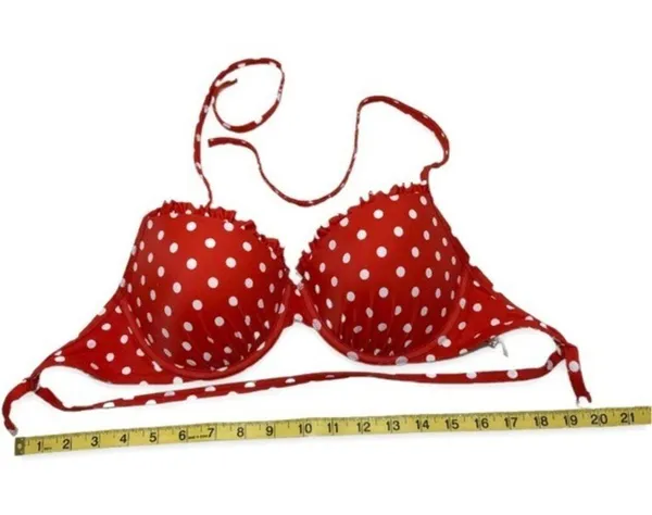 NWOT Red White Polka Dot Ruffle Trim Bikini Underwire Top Bottoms Swimsuit Set - Image 4
