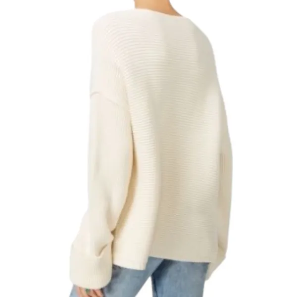 Free People La Brea Oversized V-Neck Chunky Long Sleeve Knit Sweater Size Medium - Image 2