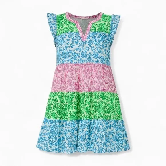 ROLLER‎ RABBIT Aitona Pippa Dress Tiered Tropical Floral Jungle Print Small - Image 11