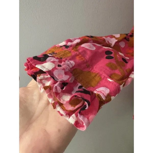 J Crew Top Womens S Pink Floral High Neck Blouse Victorian Ruffles Side Zip - Image 5