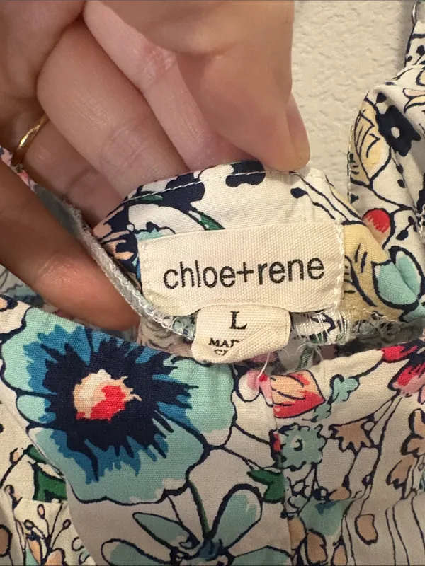 chloe+rene Floral Spaghetti-Strap Dress in Teal & Pink - Image 2