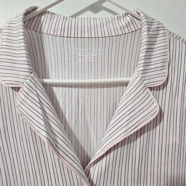 Victoria's Secret Modal Striped Button-Down Pajama Set - Pink/White - Size M - Image 3