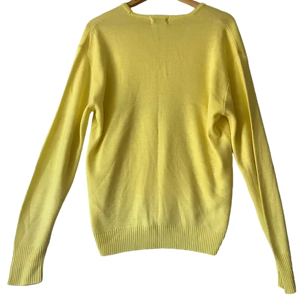 Vintage 100% Orlon Acrylic V Neck Sweater Binghamton‎ Knitting Yellow - Image 4